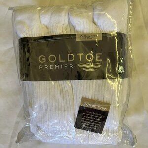 Gold Toe 8 Pair Men's White Cotton Crew Socks Size 6-12.5